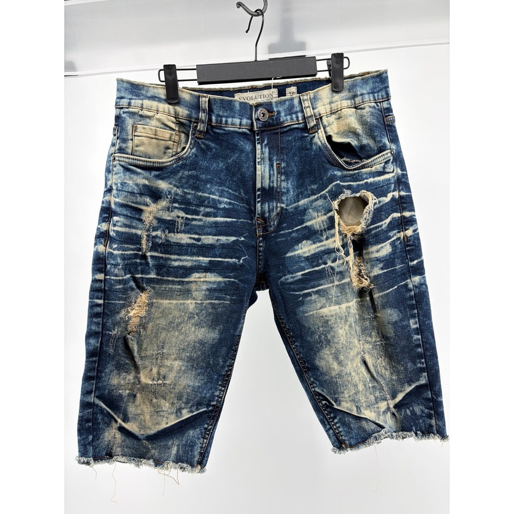 Evolution In Design‎ Denim Shorts, Heavy Acid, Distressed Detail, Men's Size 36